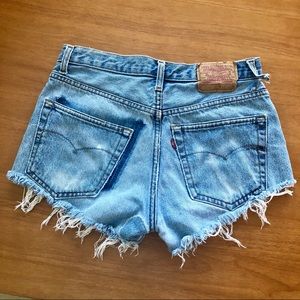 Levi’s vintage distressed blue jean button shorts